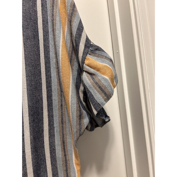 Plus Curvy Striped Cotton Blend Romper Size 16  Relaxed Fit Zipper Back Pockets - Picture 4 of 8